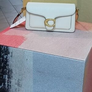Coach Cream Leather Crossbody Bag with Gold Accent